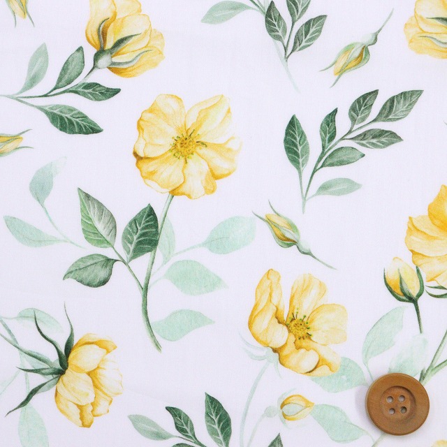リバティ・ファブリックス タナローン（Greenaway's Rose グリーナウェイズ・ローズ）イエロー【25-3635110・25AU】