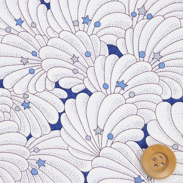 リバティ・ファブリックス タナローン（Poiret Shell ポワレ・シェル）ネイビー【25-3635122・25BU】