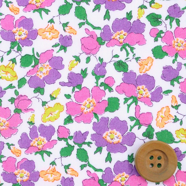 リバティ・ファブリックス タナローン（Mrs Stoneley ミセス・ストーンリー）ピンクパープル【25-3635123・25AU】