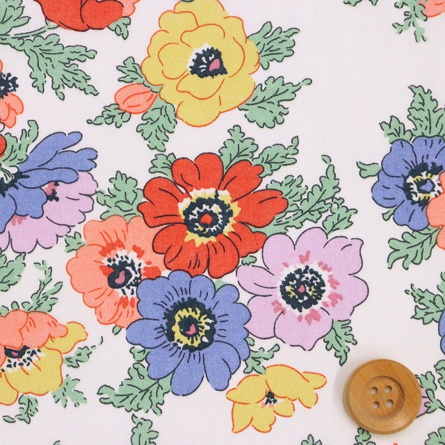 リバティ・ファブリックス タナローン（Madeleine マデリン）ピンク＆レッド【25-3635124・25CU】