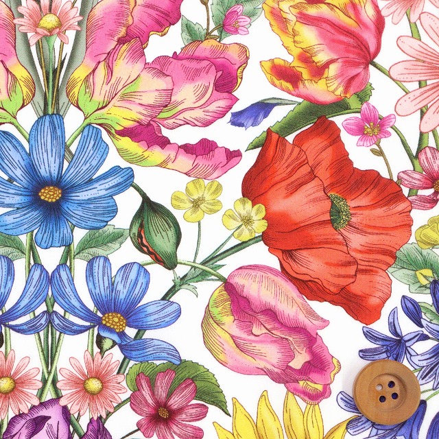 リバティ・ファブリックス タナローン（Floral Muse フローラル・ミューズ）レッド/ビビッドカラー【25-3635140・25AU】