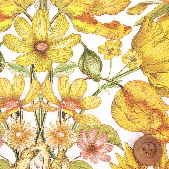 リバティ・ファブリックス タナローン（Floral Muse フローラル・ミューズ）イエロー【25-3635140・25BU】