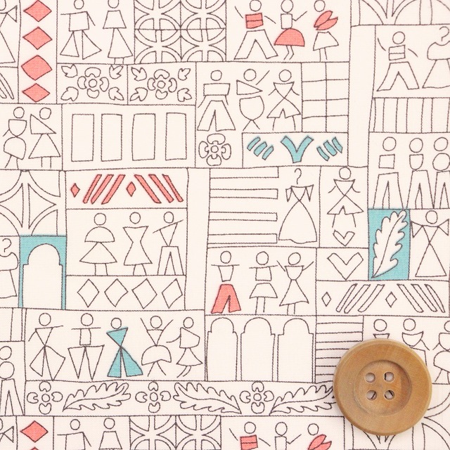 リバティ・ファブリックス タナローン（Into The Store イントゥ・ザ・ストア）ブルー＆レッド【25-3635153・25BU】