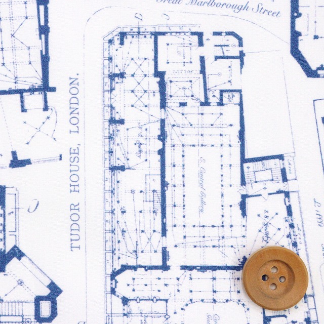 リバティ・ファブリックス タナローン（Blue Prints ブルー・プリンツ）ブルー【25-3635155・25AU】