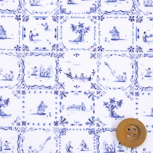 リバティ・ファブリックス タナローン（Employees' Picnic エンプロイーズ・ピクニック）ブルー【25-3635156・25AU】