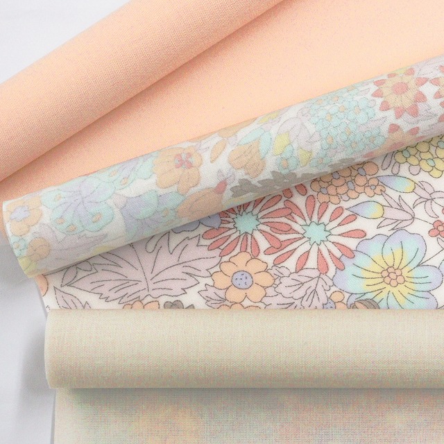 ◎お試しセット◎60Sローン無地×LIBERTY FABRICS【ラミネート加工】カットクロス3枚セット(Margaret Annie)