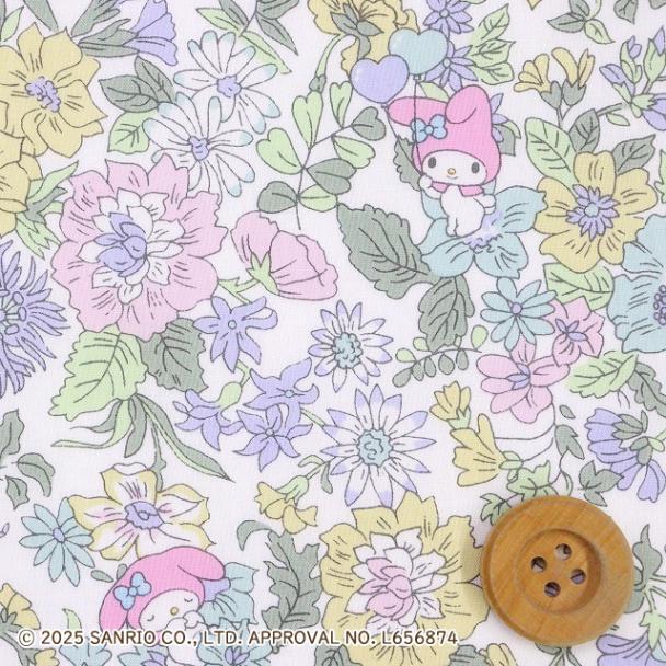 マイメロディ×リバティ・ファブリックス タナローン（Emily Song エミリー・ソング）ペールグリーン＆パープル【DC30710・J25B】