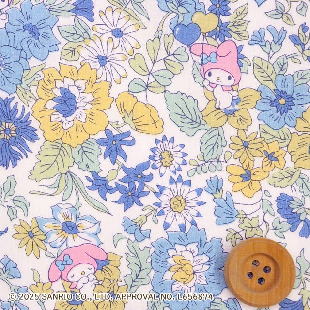 マイメロディ×リバティ・ファブリックス タナローン（Emily Song エミリー・ソング）ブルー＆イエロー【DC30710・J25D】