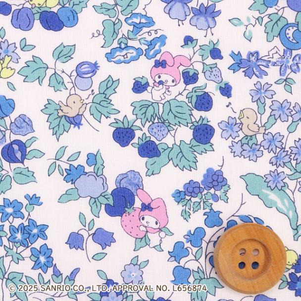 マイメロディ×リバティ・ファブリックス タナローン（Nancy's Orchard ナンシーズ・オーチャード）ブルー【DC30715・J25B】