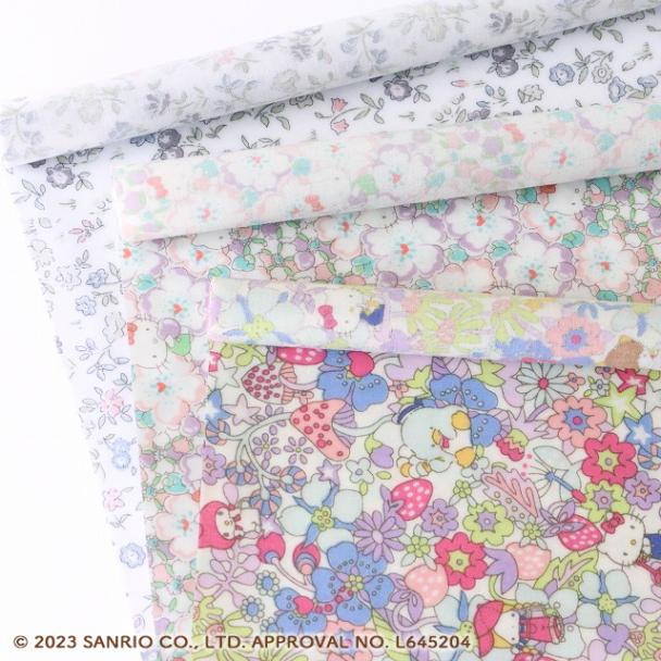 ◎リバティ・ファブリックスお試しセット◎<br>Sanrio×LIBERTY FABRICS<br>【ラミネート加工】カットクロス3枚セット（purple ）
