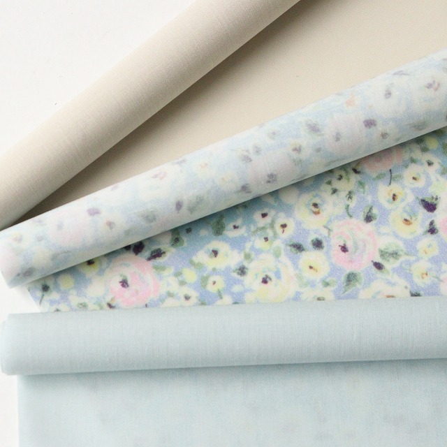 ◎お試しセット◎60Sローン無地×LIBERTY FABRICS【ラミネート加工】カットクロス3枚セット（Dewy Rose）