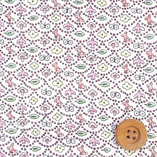 リバティ・ファブリックス タナローン（Forest Wave フォレストウェーブ）ピンク＆オレンジ【DC33507・ZE】