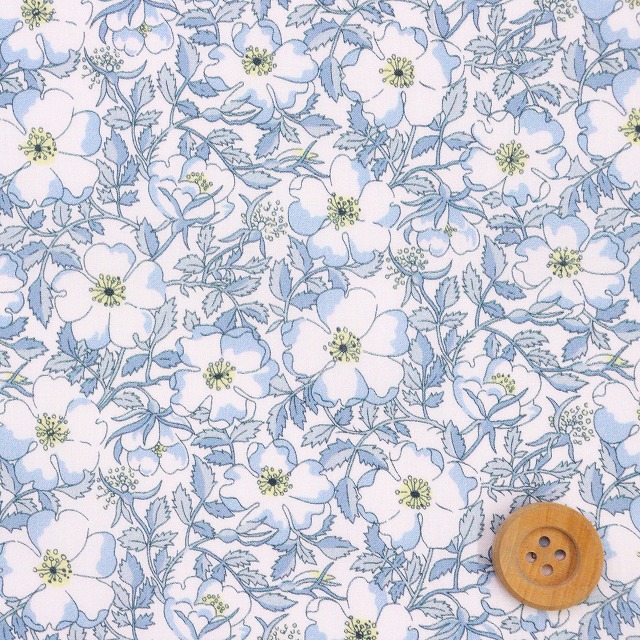 リバティ・ファブリックス タナローン（May Morris メイ・モリス）ブルー＆イエロー【19-1229214・UE】