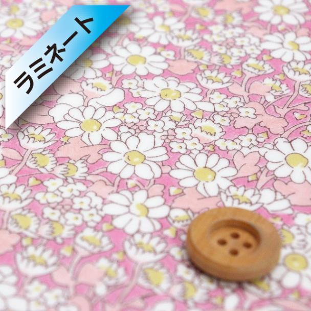 リバティ・ファブリックス【ピカデリーポプリン/ラミネート加工】(Alice W アリスW)ピンク&イエロー【15-3635152・XP】