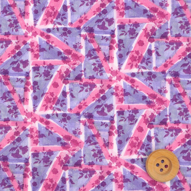 リバティ・ファブリックス タナローン（Floral Flag フローラル・フラッグ）ピンク＆パープル【23-363J6843S50・AE】