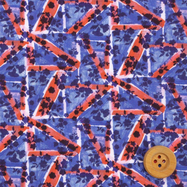 リバティ・ファブリックス タナローン（Floral Flag フローラル・フラッグ）ブルー＆レッド【23-363J6843S50・ZE】