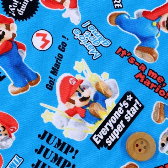 （Nintendo）スーパーマリオブラザーズ／ライトブルー【オックス生地】
