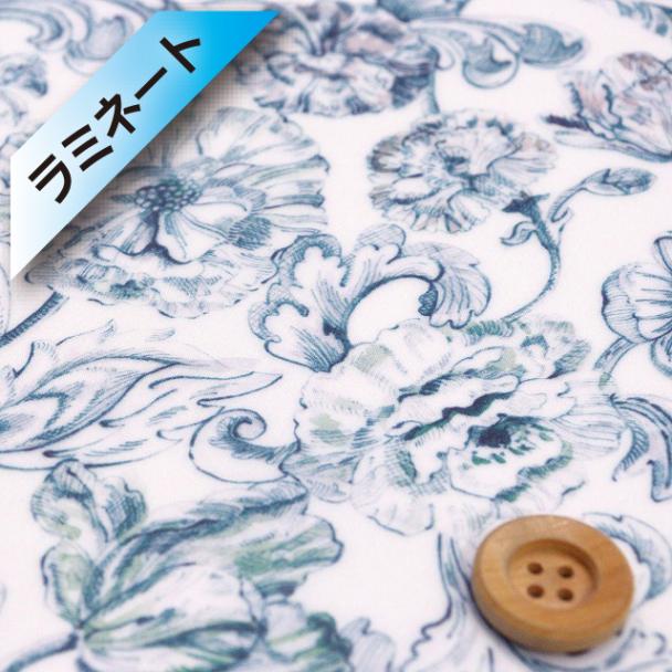 【サンドウオリジナルカラー】リバティ・ファブリックス タナローン【ラミネート加工】(Alexander Marble アレキサンダー・マーブル)ティールグリーン【23-3633204・J24B】