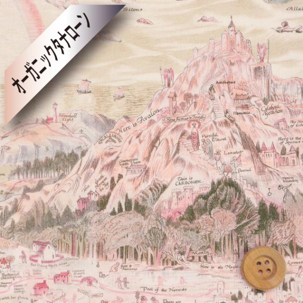 リバティ・ファブリックス オーガニックタナローン(Story Map ストーリー・マップ)ピンク【25-157J74901・25CU】