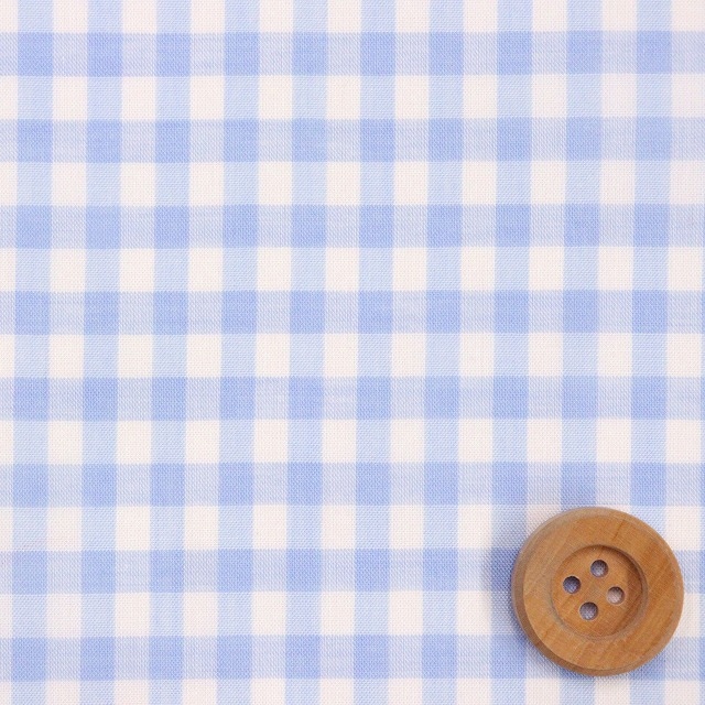 【先染】綿テンセルローン　ギンガムチェック／ライトブルー（1）
