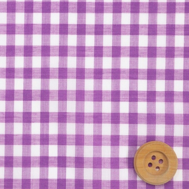 【先染】綿テンセルローン　ギンガムチェック／パープル（6）
