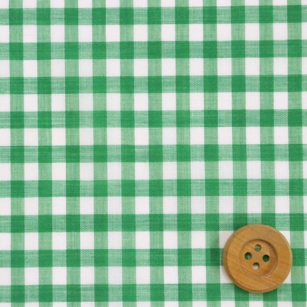 【先染】綿テンセルローン　ギンガムチェック／グリーン（13）