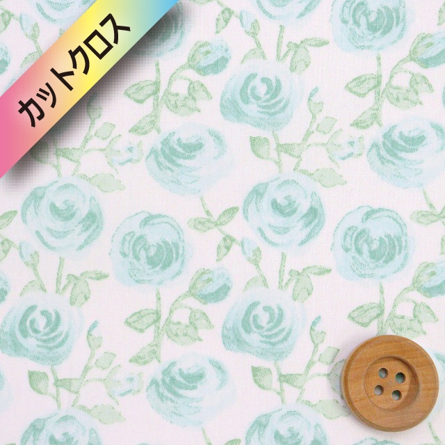 【サンドウオリジナルカラー】リバティ・ファブリックス タナローン(Rose Marie ローズ・マリー)シャンティミント【09-3639153・J25B】カットクロス