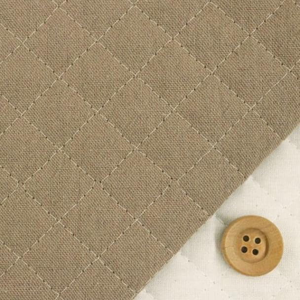 【全針キルティング】綿麻キャンバス 【ヴィンテージソフト加工】／モカ【QHSK999・14】