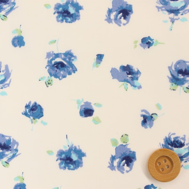 リバティ・ファブリックス タナローン生地（Rosa ローザ）ブルー【3632089・LDE】