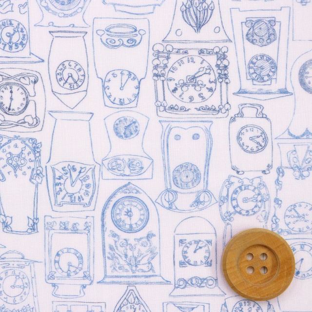 リバティ・ファブリックス タナローン（Tick Tock ティック・トック）ブルー【25-3635252・25BU】