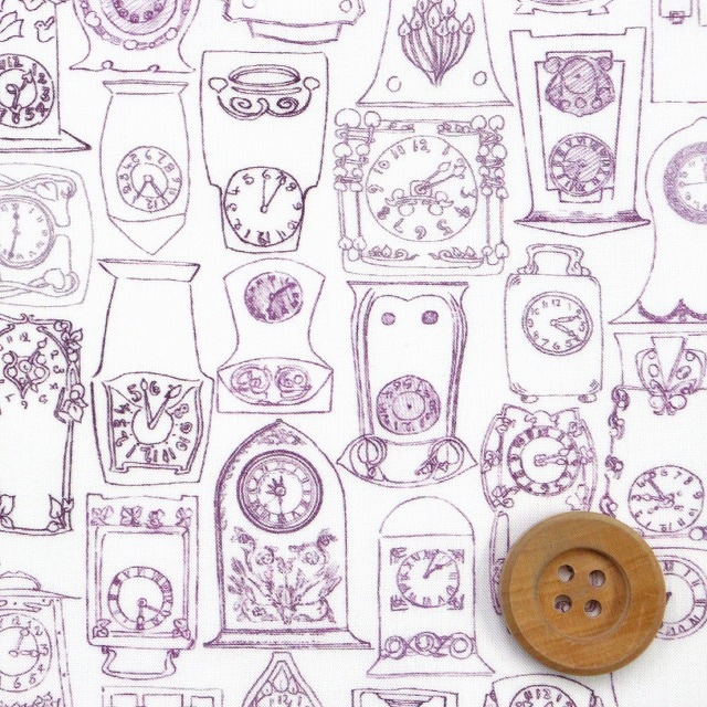 リバティ・ファブリックス タナローン（Tick Tock ティック・トック）パープル【25-3635252・25CU】