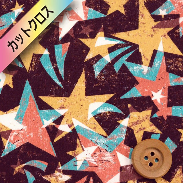 リバティ・ファブリックス タナローン（Tudor Star チューダー・スター）イエロー＆ブルーグリーン【25-3635253・25AU】カットクロス