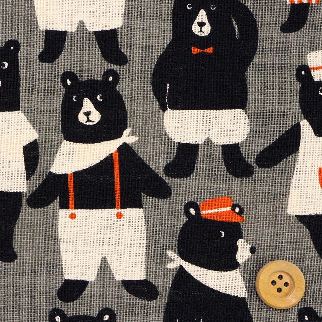 めちゃくまワンダ／グレー【リネンライクスラブコットン】