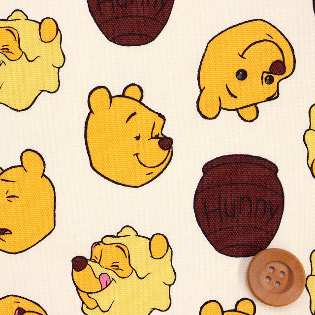 Disney2025 BTSシリーズ　くまのプーさん　フェイス柄／イエロー【オックス生地】