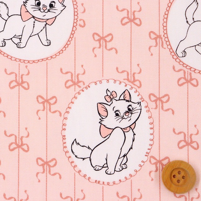 Disney2025 BTSシリーズ　おしゃれキャットマリー　リボン柄／ピンク【オックス生地】