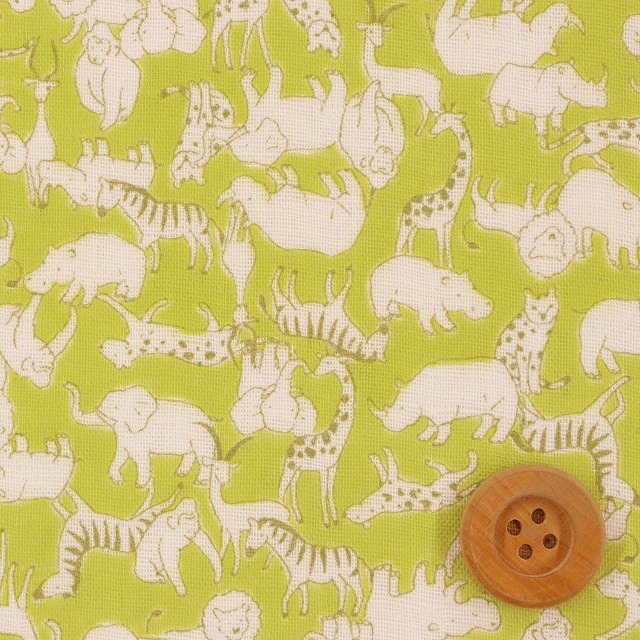 サファリ柄／ライムグリーン【ダブルガーゼ生地】