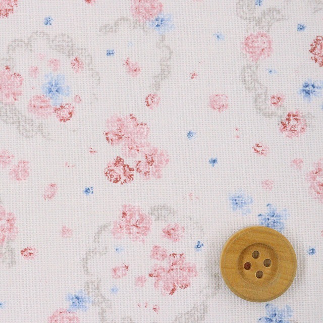 バラとレース柄／ピンク【シーチング生地】