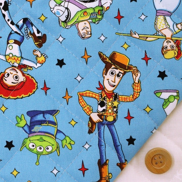 Disney2024 BTSシリーズ　トイ・ストーリー　星柄／ライトブルー【半針キルティング生地】