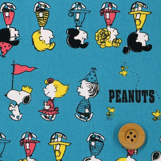 （PEANUTS） スヌーピーパレード／ブルーグリーン【オックス生地】