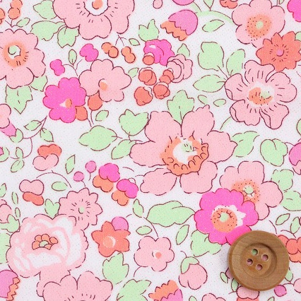 リバティ・ファブリックス タナローン（Betsy ベッツィ）コーラルピンク（ピンクネオン/ゴールドラメ）【3332019GN・J25A】