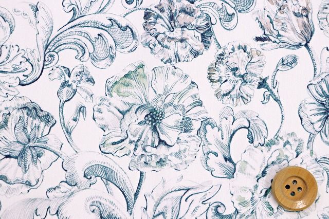 【サンドウオリジナルカラー】リバティ・ファブリックス タナローン（Alexander Marble アレキサンダー・マーブル）ティールグリーン／40cm【23-3633204・J24B】