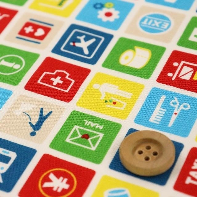 ピクトグラム（ナニコレシリーズ）／カラフル【シーチング生地】