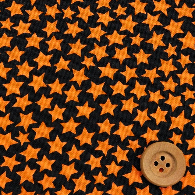 USAコットン 325 （moda）単色星柄／ブラック×オレンジ
