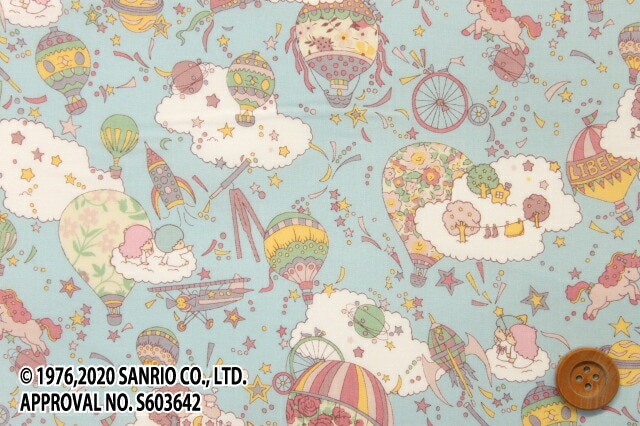 リトルツインスターズ×リバティ・ファブリックス タナローン（Sky High Stars スカイ・ハイ・スターズ）スモーキーブルー/1m【DC30739・J20B】