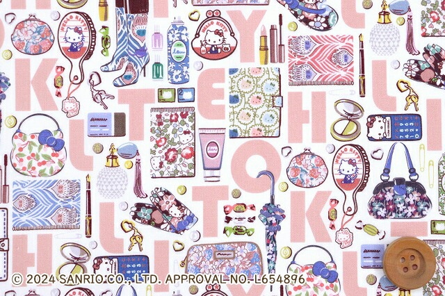 【サンドウオリジナルカラー】ハローキティ×リバティ・ファブリックス タナローン（Hello Kitty Necessities ハローキティ・ネセシティーズ）チャームピンク/70cm【DC34426・J24I】