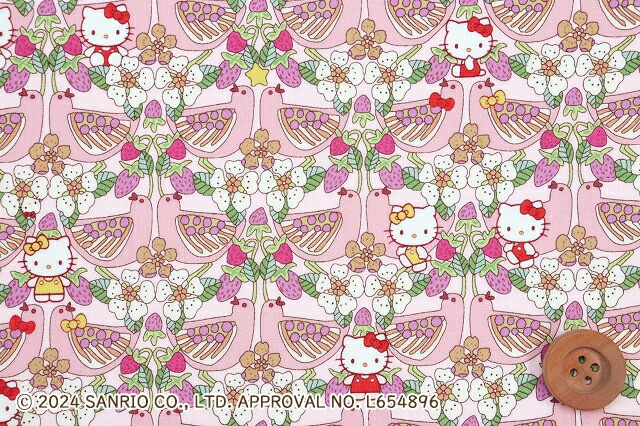 ハローキティ×リバティ・ファブリックス タナローン（Strawberry Day ストロベリー・デイ）ピンク/70cm【DC34427・J24A】
