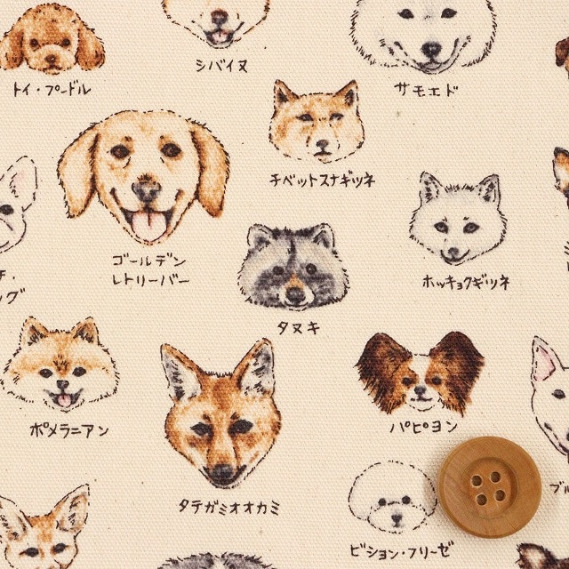 図鑑シリーズ 犬科／生成り【オックス生地】
