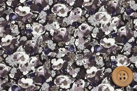 リバティ・ファブリックス タナローン（Leila レイラ）グレー＆ブラック／30cm【13-3633256・ZE】