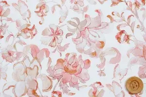 【サンドウオリジナルカラー】リバティ・ファブリックス タナローン（Butterfly Vine バタフライ・ヴァイン）サンセットピンク／30cm【363J6437・Z】