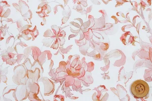 【サンドウオリジナルカラー】リバティ・ファブリックス タナローン（Butterfly Vine バタフライ・ヴァイン）サンセットピンク／30cm【363J6437・Z】